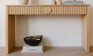 Modern Wooden Fluted Console Table with Drawer
