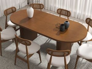 Oval 8 Seater Wooden Dining Table Set