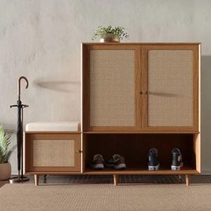 Solid Wooden Cane Shoe Rack