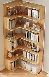 Wooden Corner Storage Cabinet Book Shelf