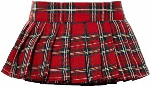 Polyester Checked Girls Box Pleat School Skirt Mini