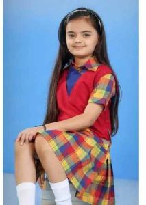 Checked Girls Regular Fit School Dress