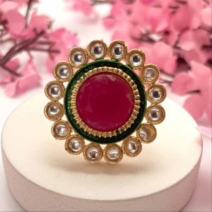 Metal Alloy Women Premium Stone Studded Finger Ring