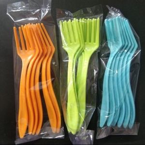 6 Pcs Plastic Fork Set, Color : Assorted for Eating