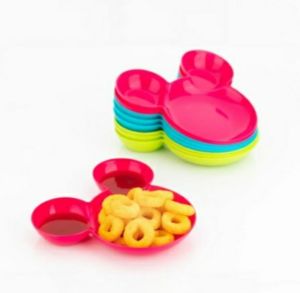 Mickey Mouse Shape Plastic Plate, Color : Assorted for Serving Food