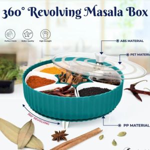 Plastic 360 Degree Revolving Masala Box, Color : Assorted
