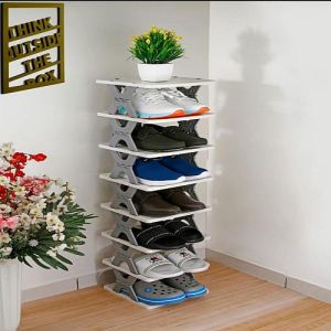 Grey Plastic Multi Layer Smart Shoe Rack