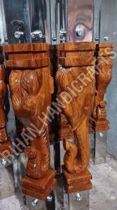 Wood Shine Finish Stainless Steel Wooden Master Pillars