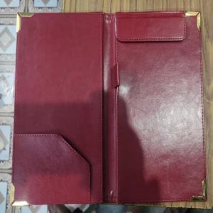 Plain Red Leather Menu Cover, Shape : Rectangular