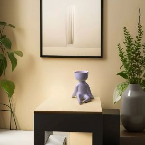 Polished Plain Ceramic Man Planter, Color : White 18 X 20 X 24 Cm