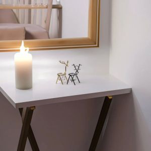 Polished Alloy Metal Deer Tea Light Candle Holder Set 4 Inch