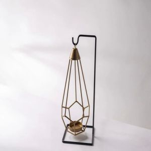 Plain Metal Geometric Hanging Candle Holder, Color : Golden
