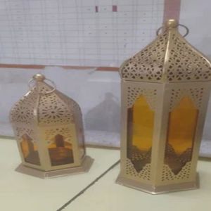Polished Metal & Glass Moroccan Lantern Standard