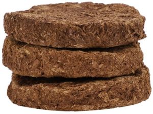 Round Cow Dung Cake, Color : Brown, Packaging Type : Plastic Bag