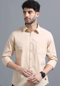Mens Beige Cotton Shirts