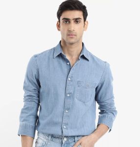 Mens Denim Blue Cotton Shirts