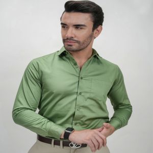 Mens Olive Green Cotton Shirts