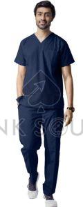 Cotton Plain Dark Blue Scrub Suit, Sleeve Type : Half Sleeves