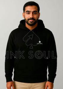 Cotton Plain Mens Black Hoodies