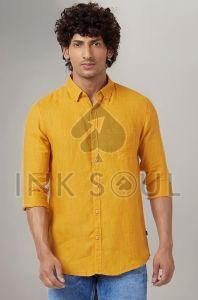 Plain Mens Mustard Cotton Shirts