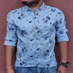 Mens Printed Cotton Shirts, Color : Multicolor