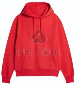 Plain Mens Red Cotton Hoodies