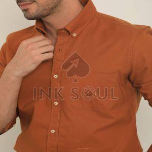 Mens Rust Cotton Shirts, Pattern : Plain, Fit Type : Regular Fit