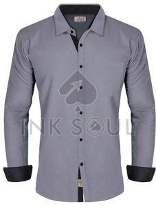 Mens Silver Cotton Shirts, Pattern : Plain, Fit Type : Regular Fit
