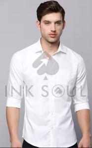 Mens White Cotton Shirts, Pattern : Plain, Fit Type : Regular Fit