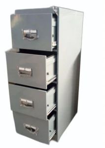 Powder Coated 4 Drawers Mild Steel File Cabinet, Color : Grey