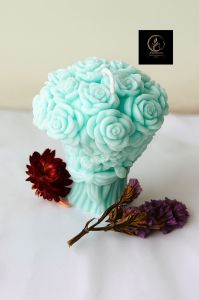 Soy Wax Aroma Flower Bouquet Candle, Color : Blue