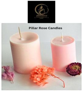 Wax Pillar Rose Candle Set, Color : Pink for Decorative