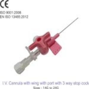 IV Cannula With Wing With Port With 3 Way Stop Cock