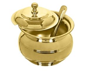 Polished Antique Brass Golden Ghee Pot