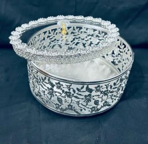 German Silver Dry Fruit Box, Design : Traditional
