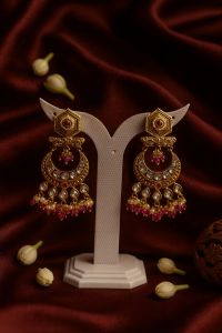 Polished Brass Designer Earrings Antique Party Wear