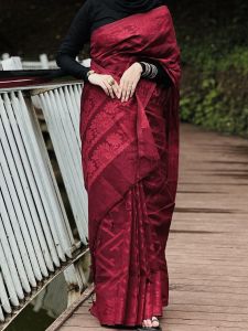 Printed Dhakai Jamdani Saree Festival Wear, Party Wear