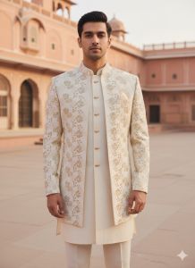 Cream Men Wedding Sherwani