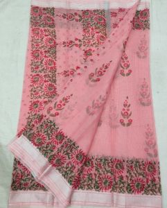 Printed Plain Kota Sarees, Color : Pink Party Wear