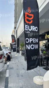 Cotton Printed Advertising Flag, Color : Blue, Black Flying