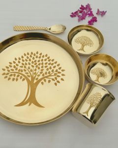 Bronze Dinner Set with Trees Design