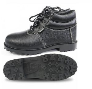 Black Leather Heat Resistant Safety Shoes