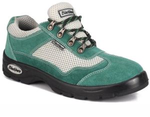 Sporty Leather Safety Shoes 758SD Green