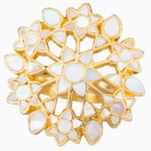 Mother OF Pearl Ring, Color : Gold, White