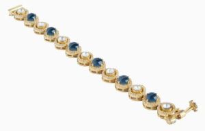 Polki Moissanite Bracelet, Color : Blue, Gold, White