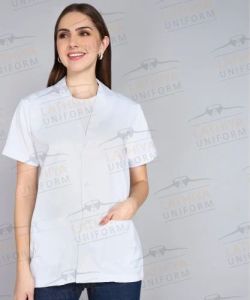 Plain Cotton Lab Coat Apron, Color : White, Gender : Female