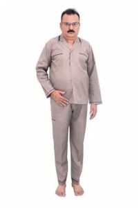 Cotton Mens Beige Nightsuit, Sleeve Type : Full Sleeves