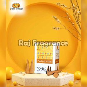 Raj Wood Magical Musk Hand Dipped Incense Cones, Length : 2 Inch