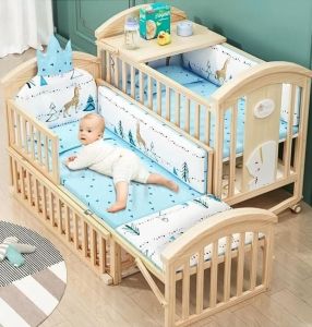 Polished Wood Baby Bed 2x2 Feet Antique, Gender : Unisex
