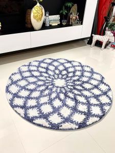 Hand Tufted Round Carpet 3 Feet Round, Color : Blue